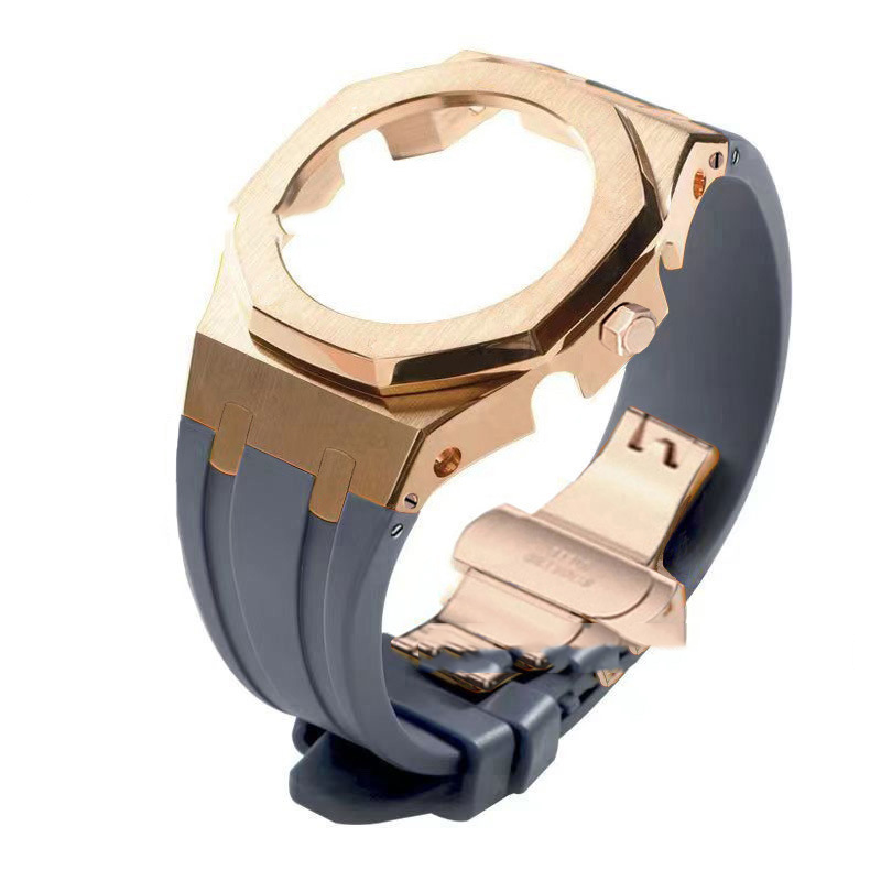 Compatible with Casio screw free 4th generation GA-2100 modified stainless steel case strap 5th generation AP silicone version