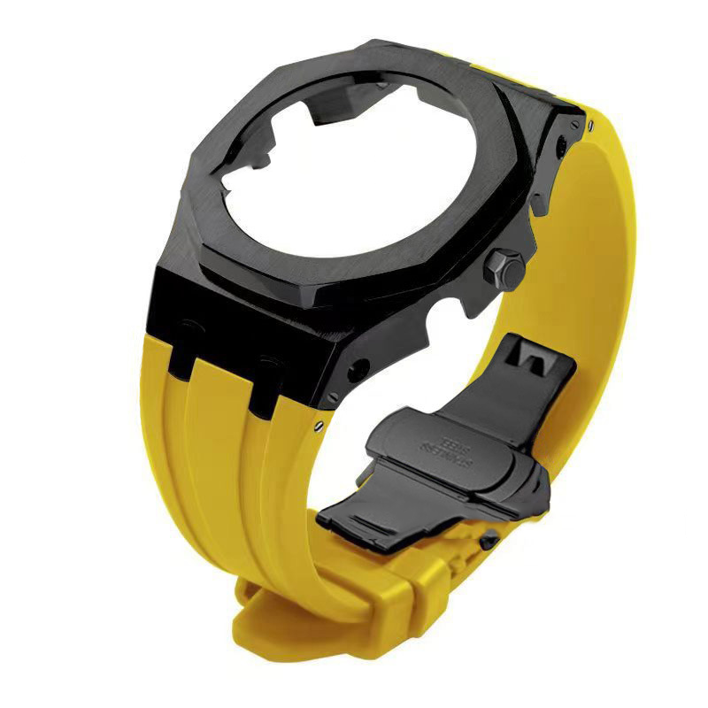 Compatible with Casio screw free 4th generation GA-2100 modified stainless steel case strap 5th generation AP silicone version