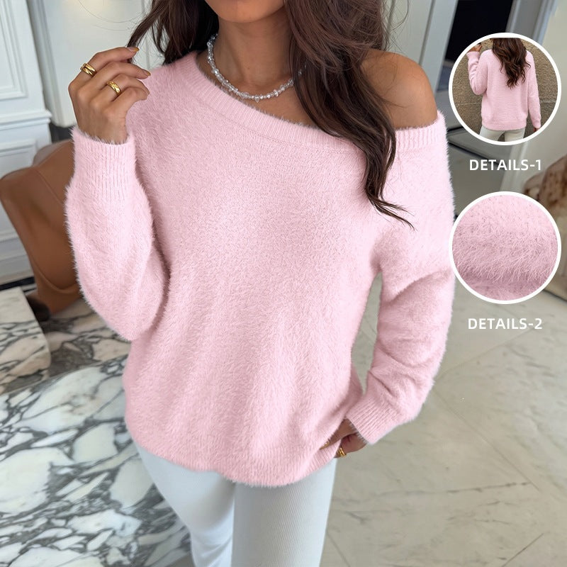 Round neck long sleeved sweater for women