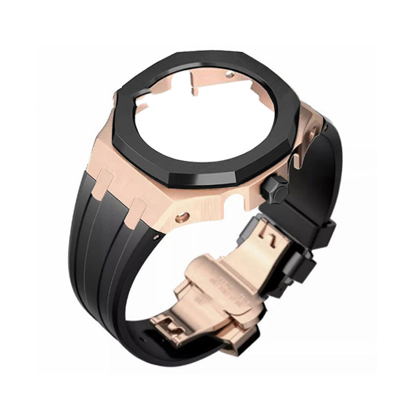 Compatible with Casio screw free 4th generation GA-2100 modified stainless steel case strap 5th generation AP silicone version