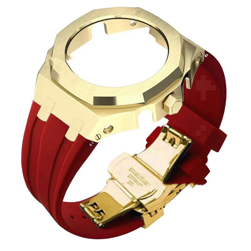 Compatible with Casio screw free 4th generation GA-2100 modified stainless steel case strap 5th generation AP silicone version
