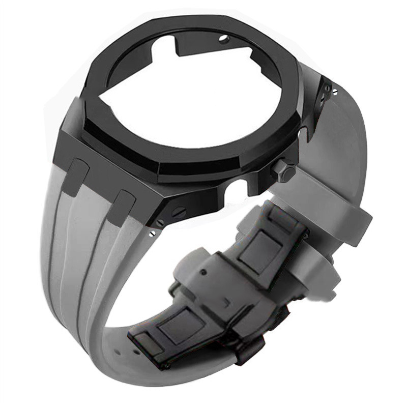 Compatible with Casio screw free 4th generation GA-2100 modified stainless steel case strap 5th generation AP silicone version
