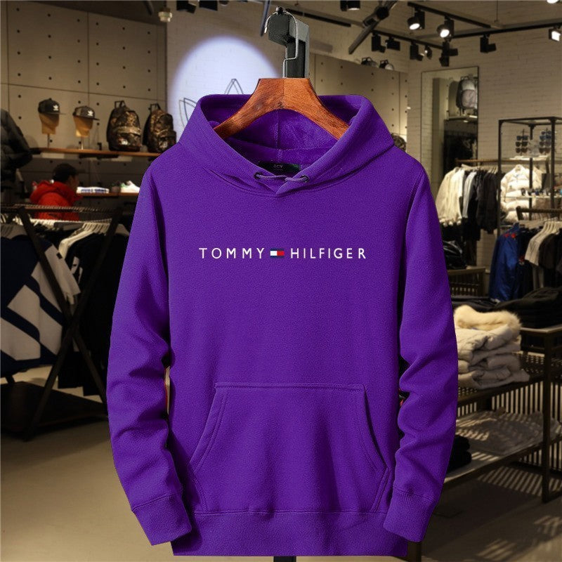 Fleece Men's Hoodie, Casual Print Hooded Sweatshirt, Streetwear Style, Outerwear