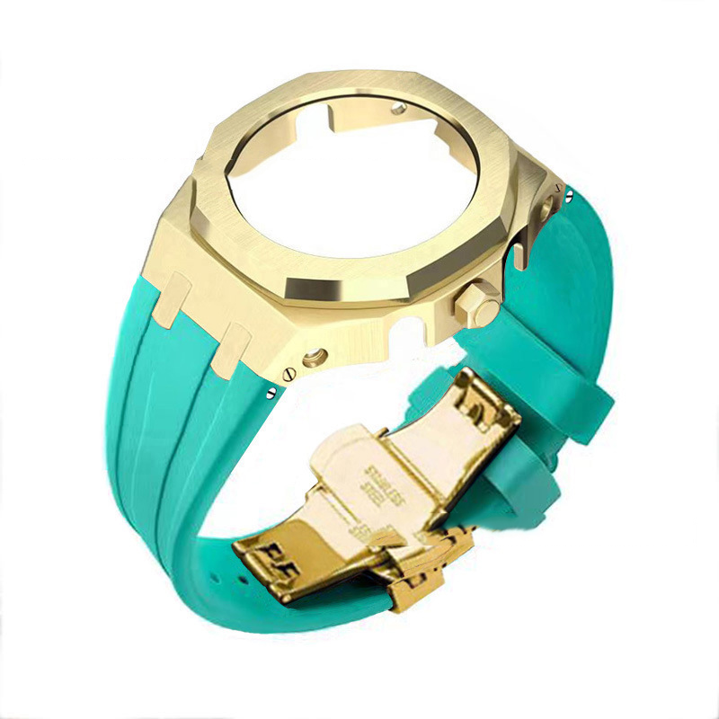 Compatible with Casio screw free 4th generation GA-2100 modified stainless steel case strap 5th generation AP silicone version