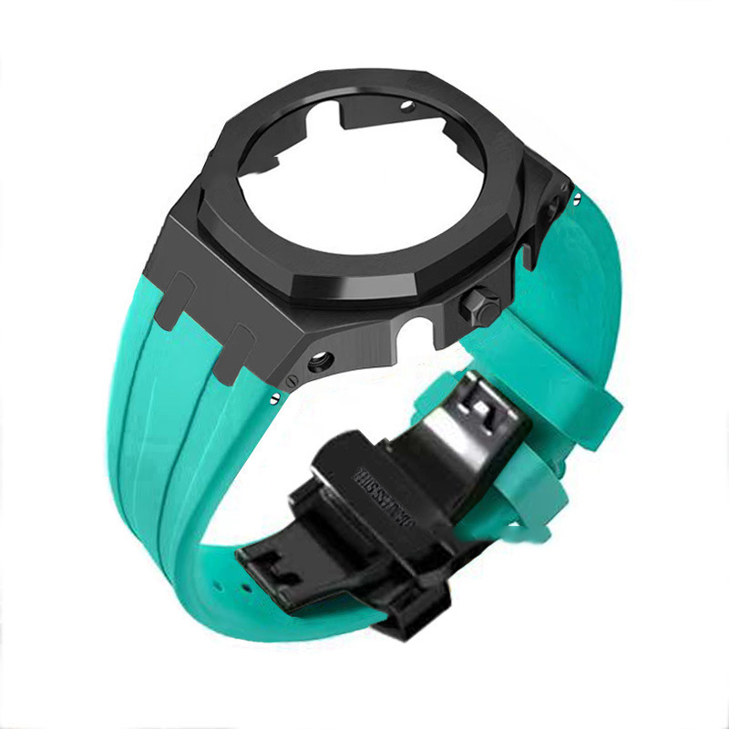 Compatible with Casio screw free 4th generation GA-2100 modified stainless steel case strap 5th generation AP silicone version