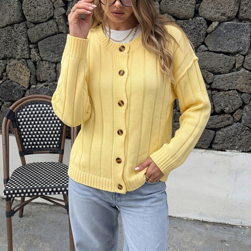 Solid color loose round neck sweater