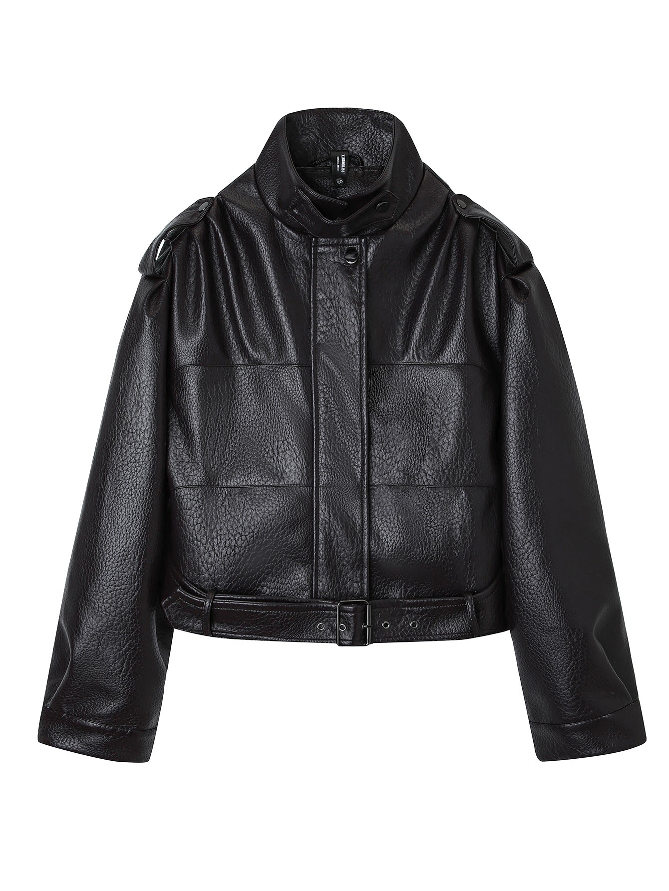 Stylish Short Vintage Biker Leather Jacket for Women, Stand Collar, Slim Fit, Fashionable Autumn and Winter Outwear